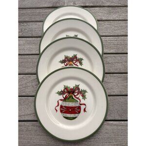 4 Christopher Radko Plates Holiday Celebration Christmas Dessert Appetizer 6”